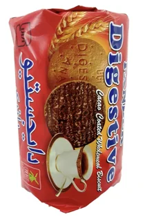 بيسكويت دايجستيو سبوس دار با روكش كاكائو